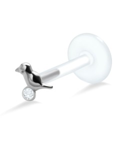 Bird with Rhinestone Labrets Push-in LA-367